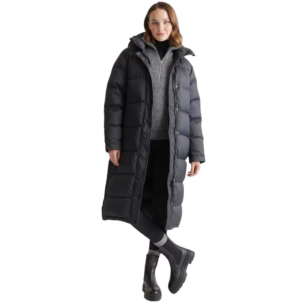 New Quince Women's XS Responsible Down Long Puffer Jacket Hooded Black $200 Luxe